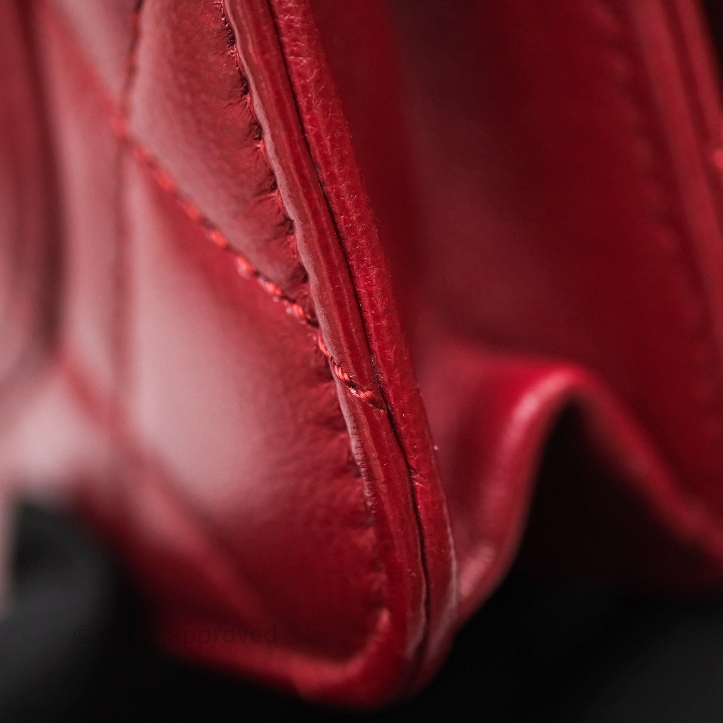 Chanel Quilted Wallet on Chain WOC Red Lambskin Silver Hardware