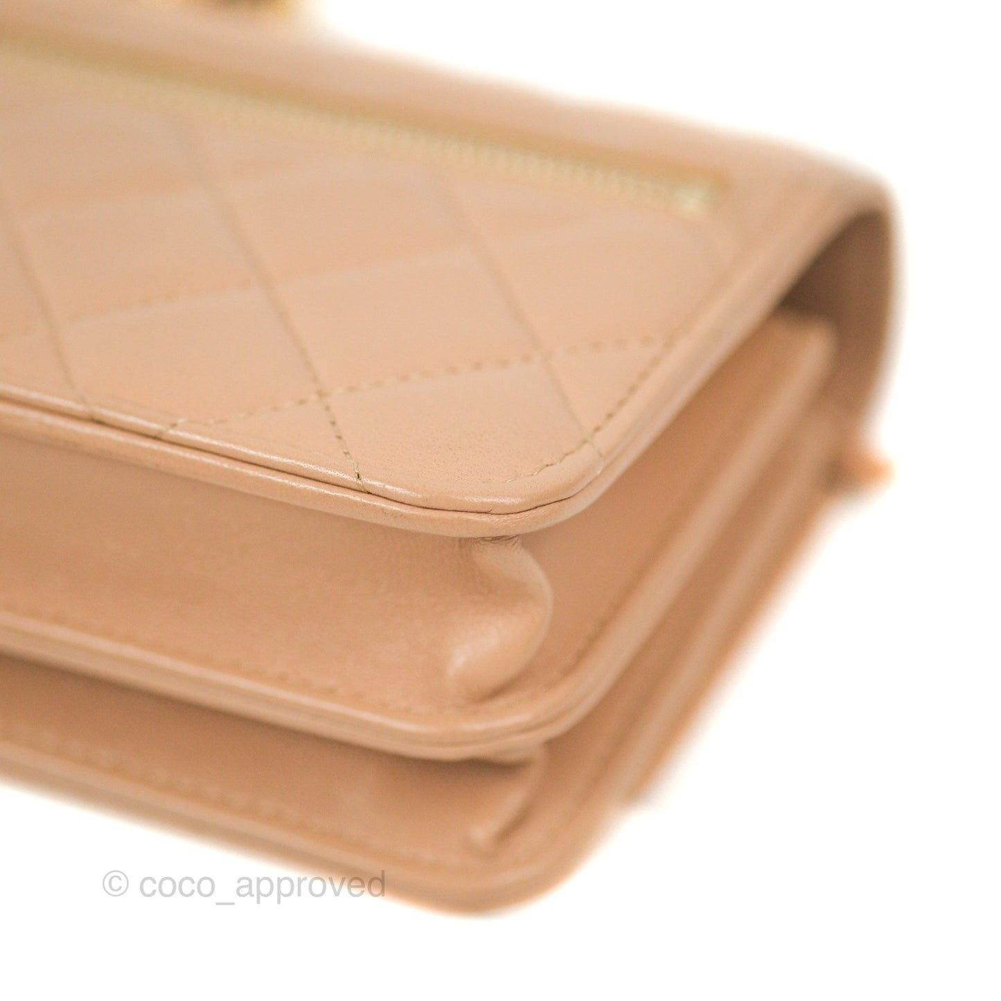 Chanel Mini Trendy WOC Beige Lambskin Gold Hardware 22B