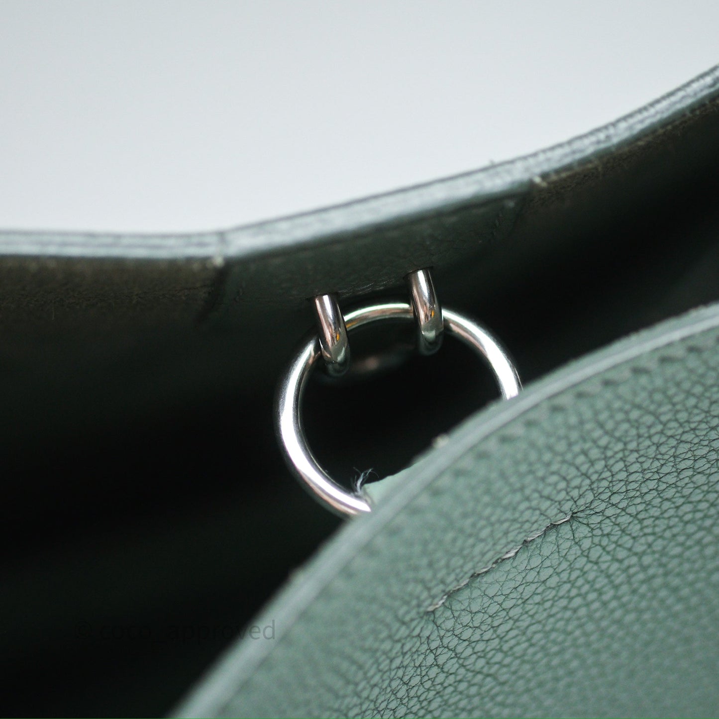 Celine Small Sangle Bucket Bag Light Green Celadon Grained Calfskin Silver Hardware