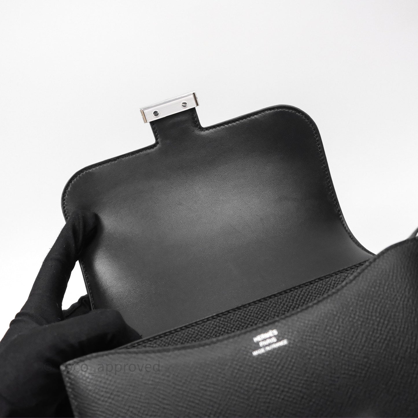 Hermès Constance Mini 18cm Mirror Noir 89 Epsom Palladium Hardware