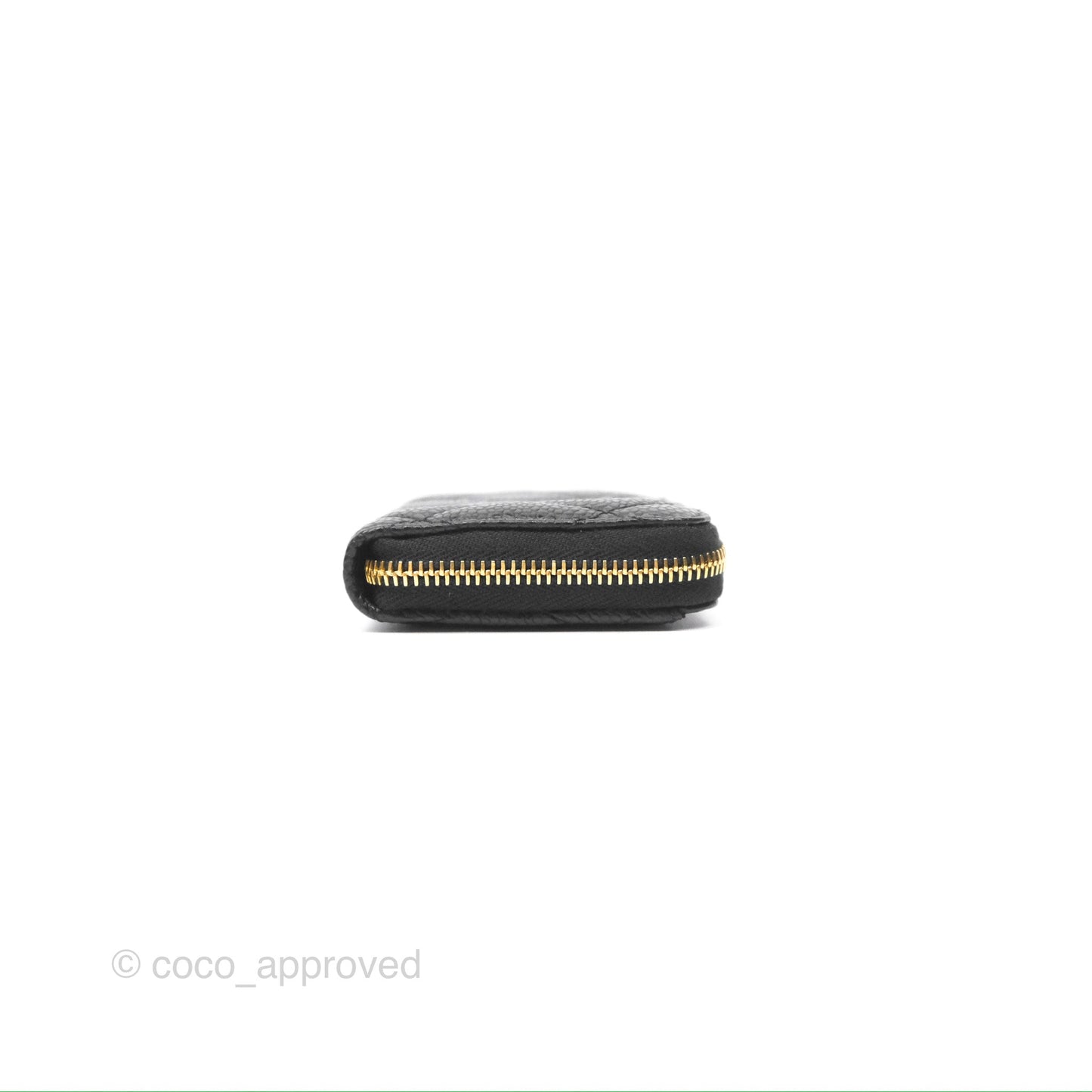 Chanel Quilted Zip Card Holder Black Caviar Gold Hardware