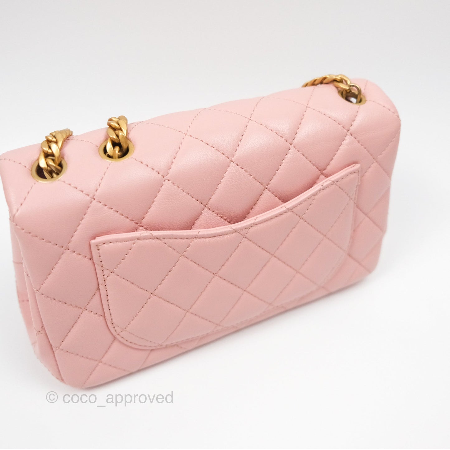 Chanel Sweet Camellia Mini Rectangular Flap Pink Lambskin Aged Gold Hardware 23S