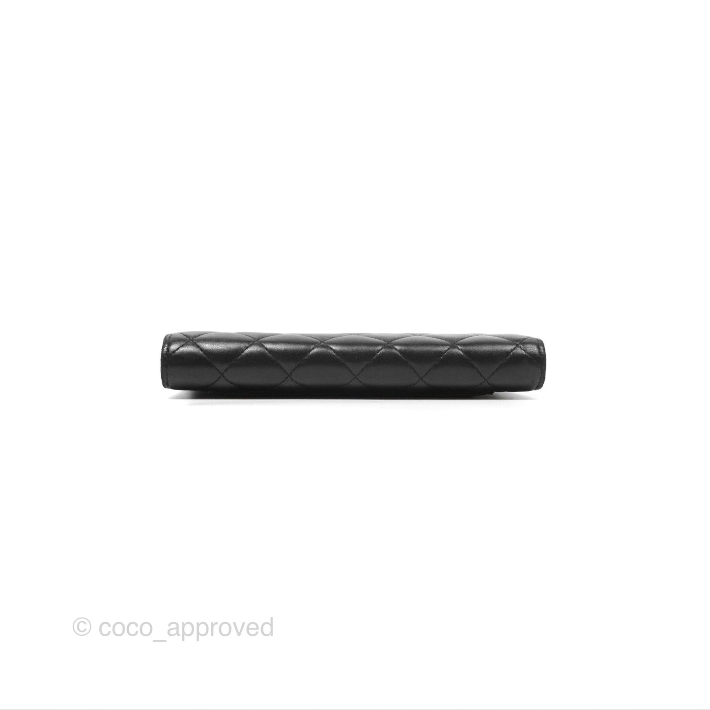 Chanel Classic Quilted Long Wallet Black Lambskin Silver Hardware