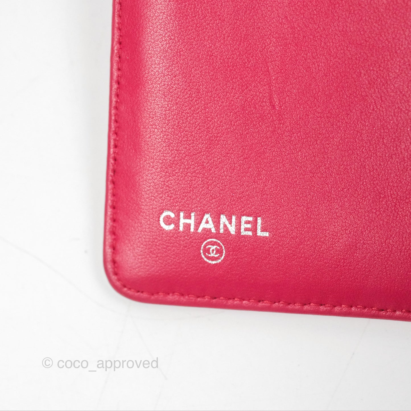 Chanel Quilted Classic French Wallet Lambskin Red Silver Hardware