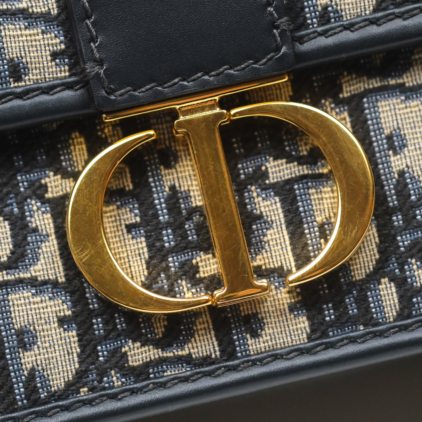 Dior 30 Montaigne East-West Bag With Chain Blue Dior Oblique Jacquard
