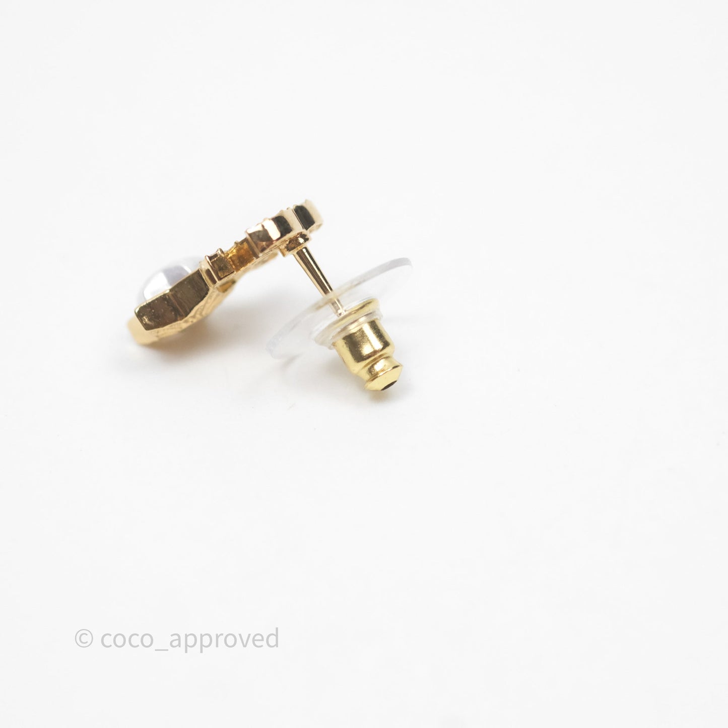 Chanel Crystal CC Star Earrings Gold Tone 24C