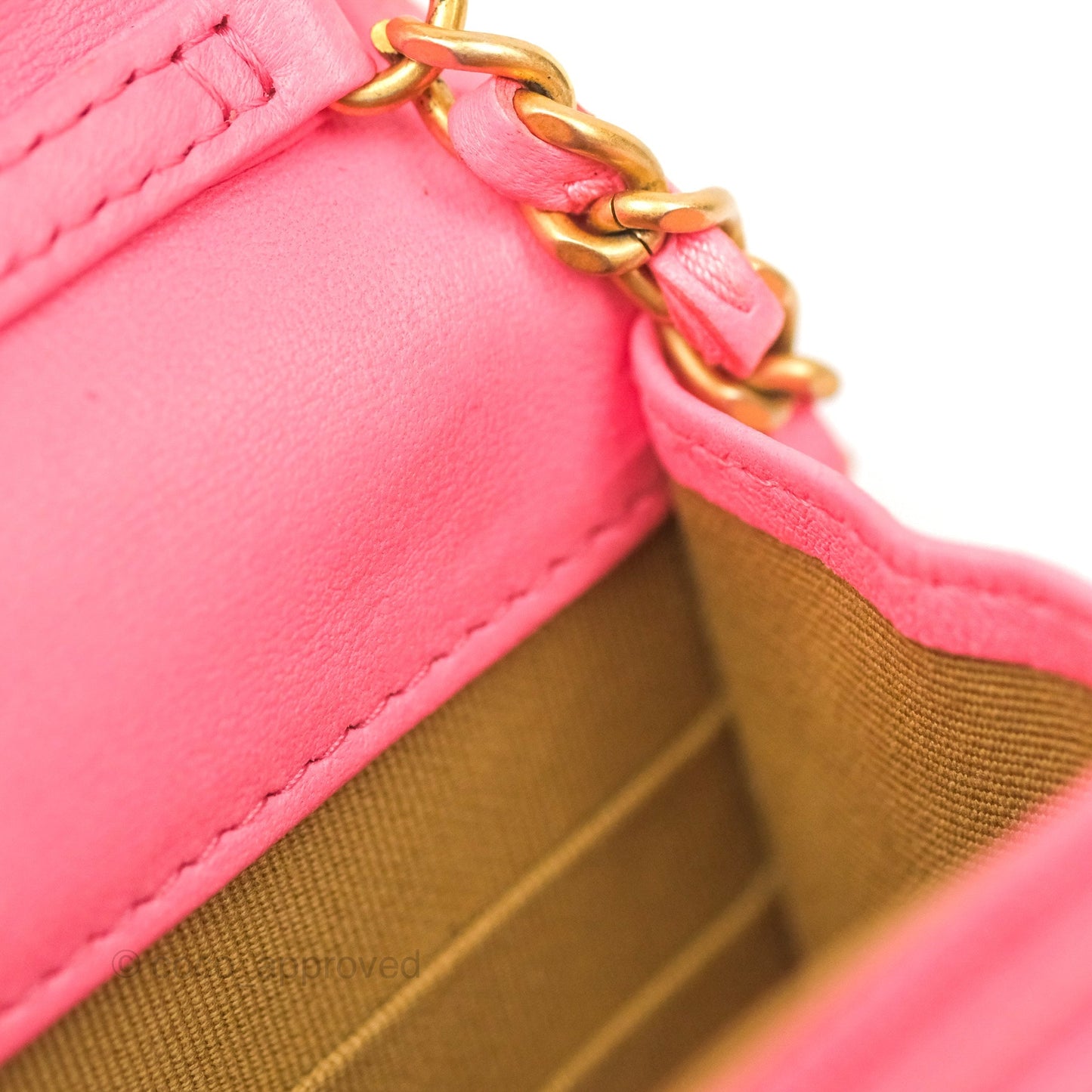 Chanel Quilted Pearl Crush Wallet on Chain WOC Pink Lambskin Aged Gold Hardware