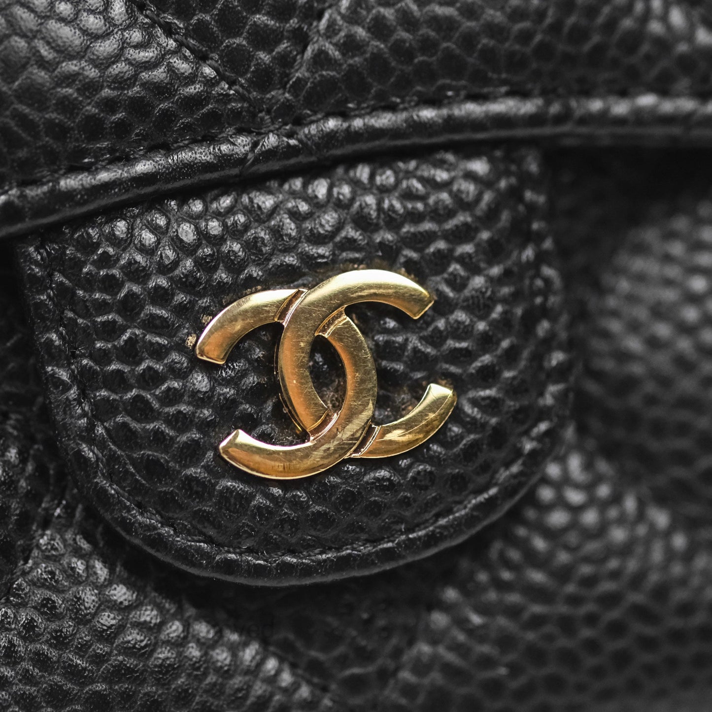 Chanel Caviar Quilted Flap Card Holder Black Gold Hardware