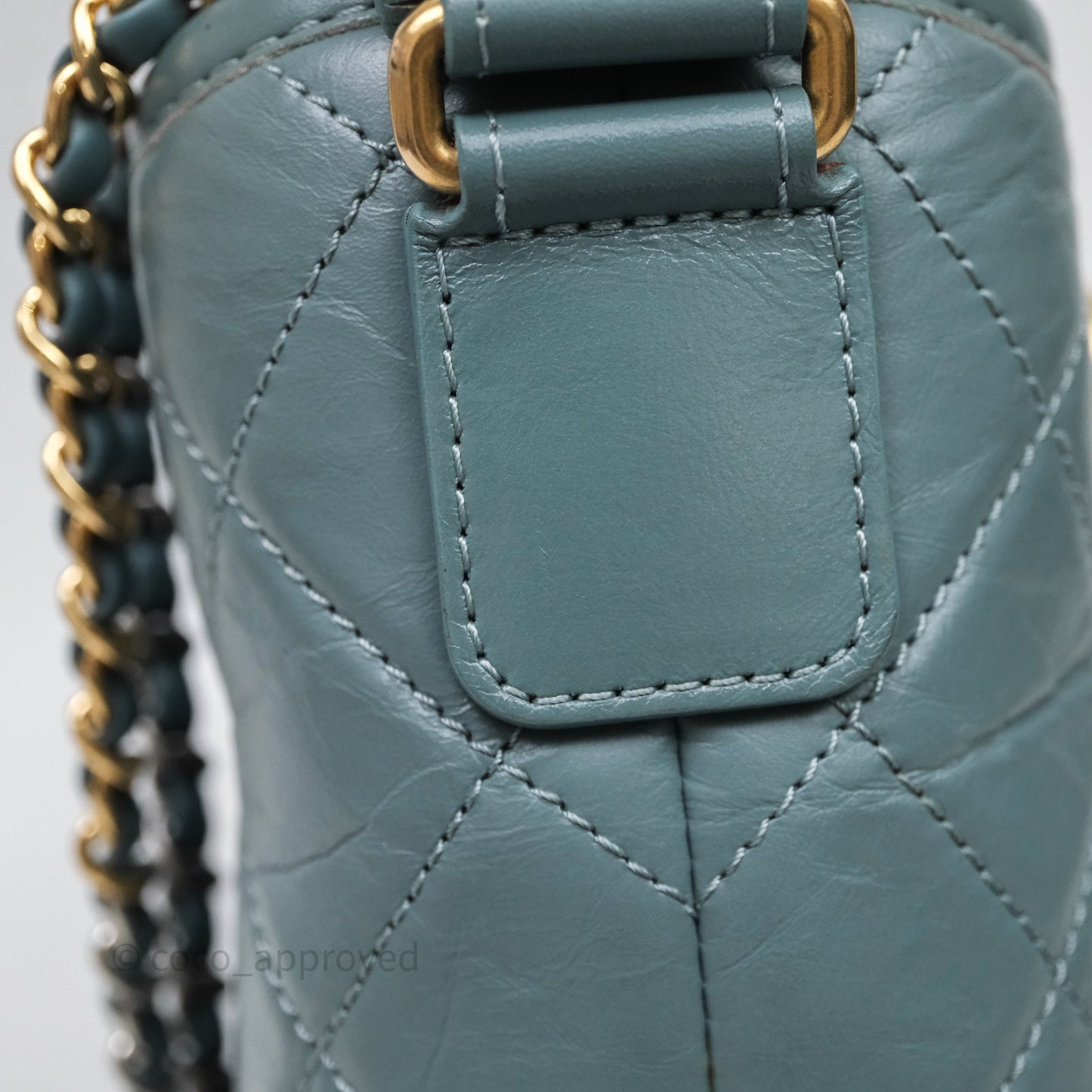 Chanel Small Gabrielle Hobo Quilted Grey Green Aged Calfskin