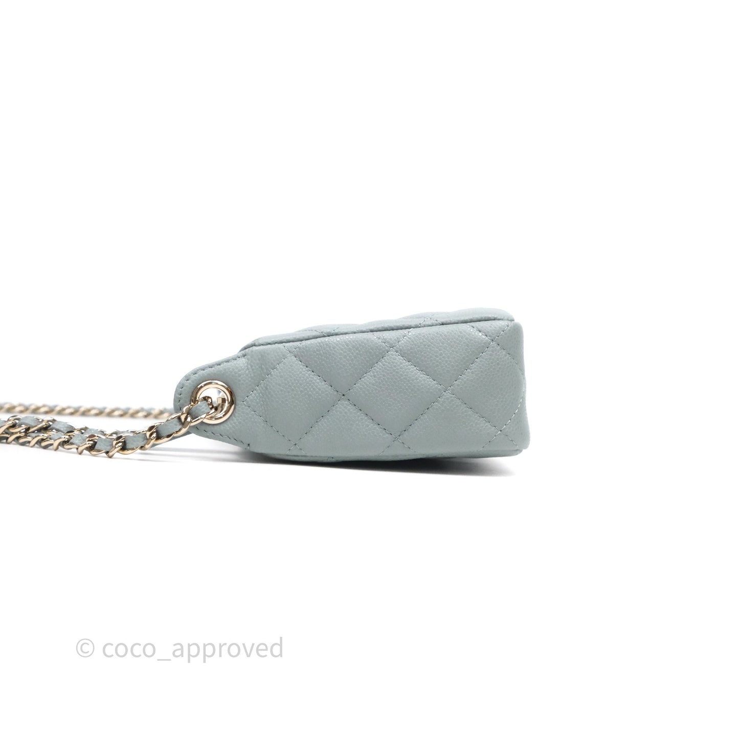 Chanel Clutch on Chain Tiffany Green Caviar Gold Hardware