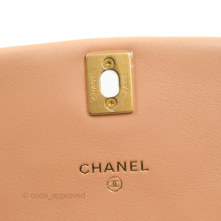 Chanel Clutch with Chain Beige Pink Calfskin Aged Gold Hardware