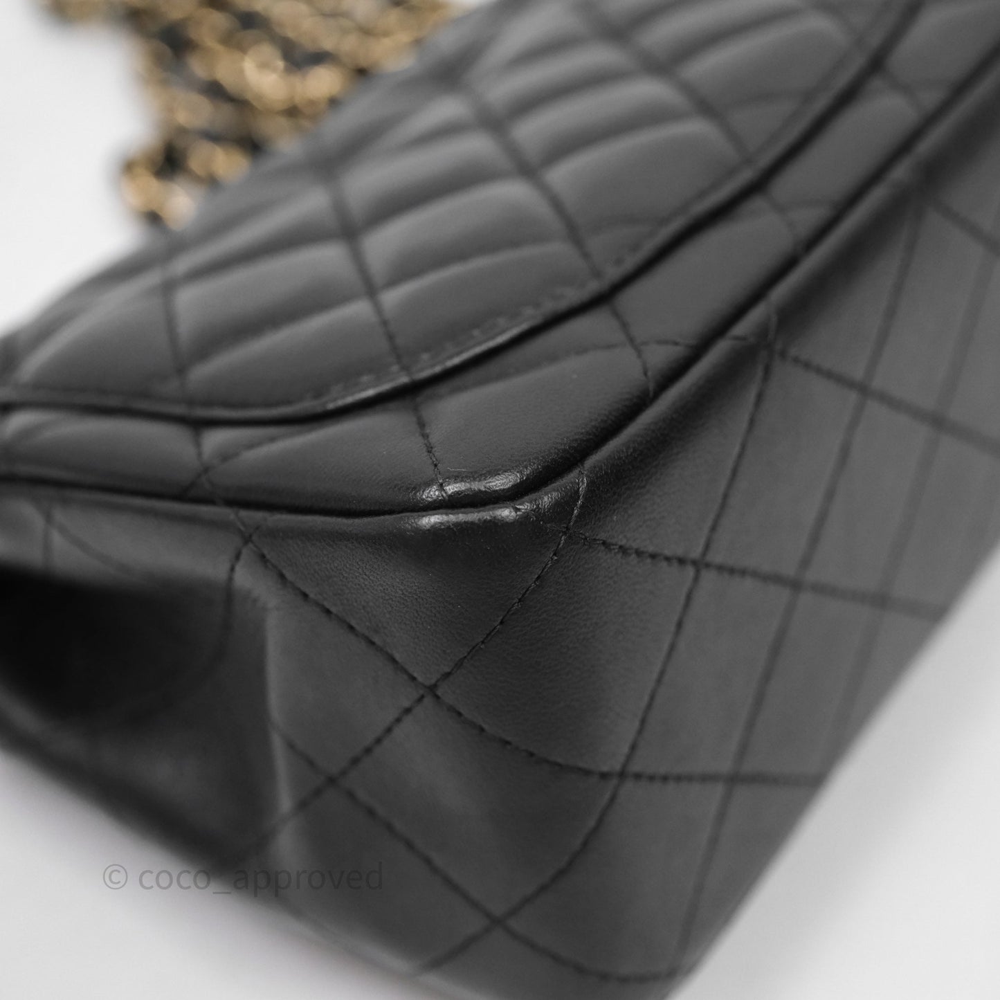 Chanel Mini Square Quilted Black Lambskin Gold Hardware