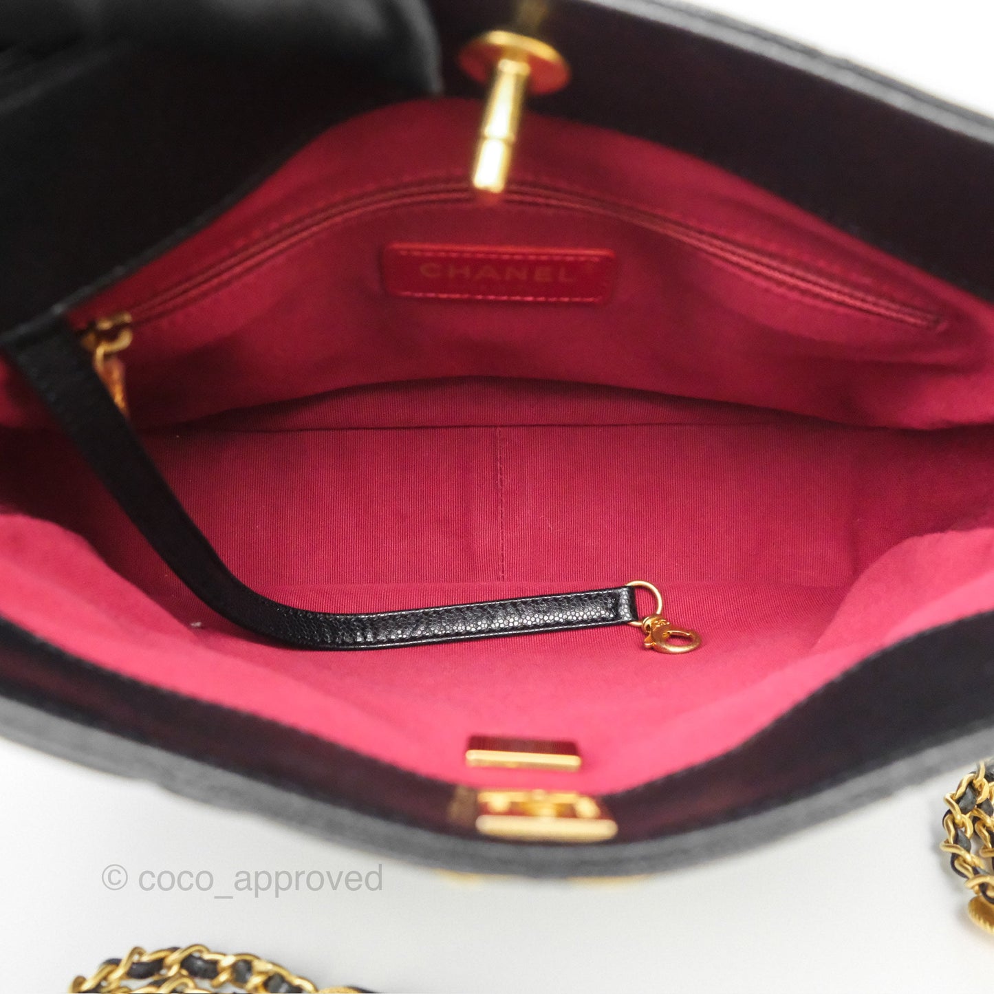 Chanel Twist Your Buttons Hobo Bag Black Shiny Soft Caviar Aged Gold Hardware 22A