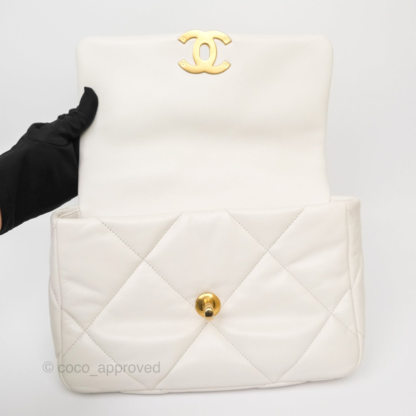 Chanel 19 Small Pearly White Mixed Hardware