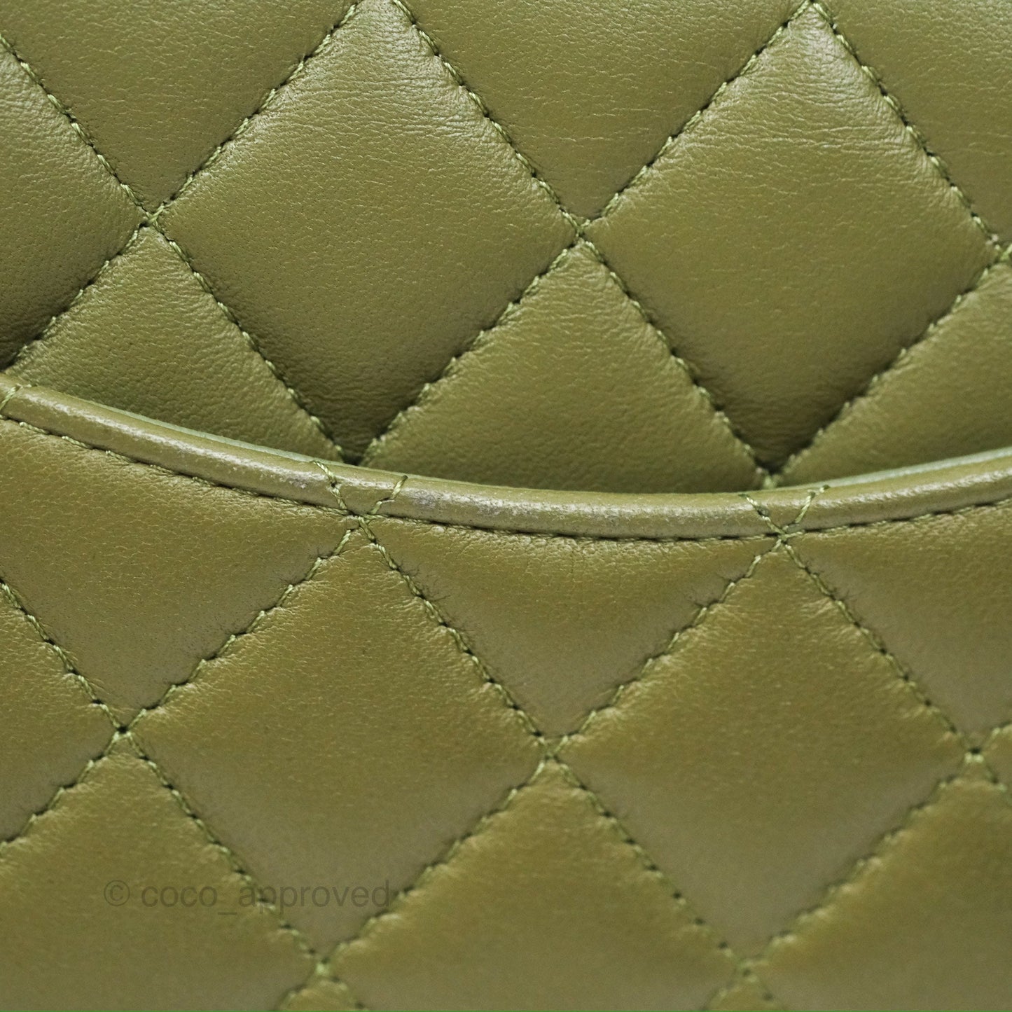 Chanel Mini Square Quilted Olive Green Lambskin Silver Hardware