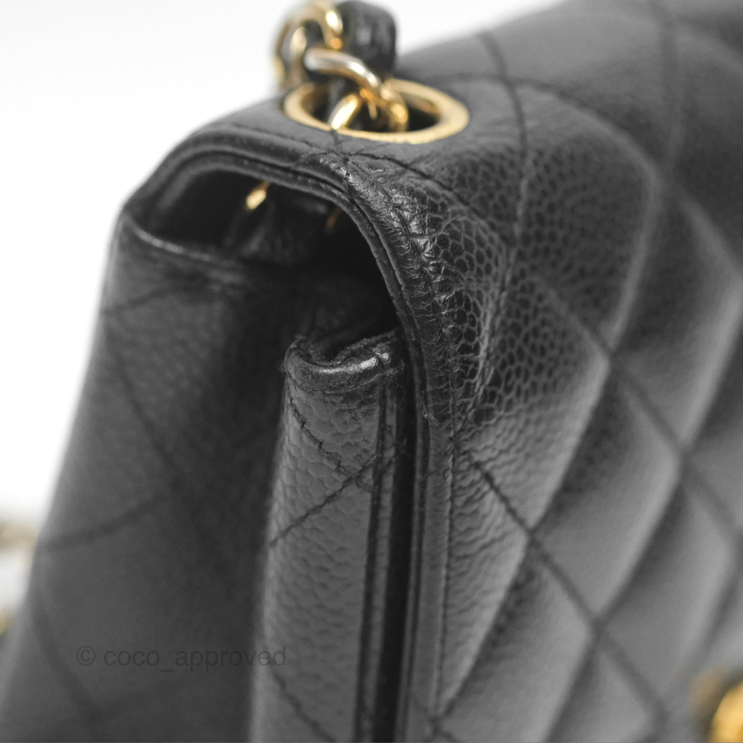Chanel Vintage Mini Square Quilted Black Caviar Gold Hardware