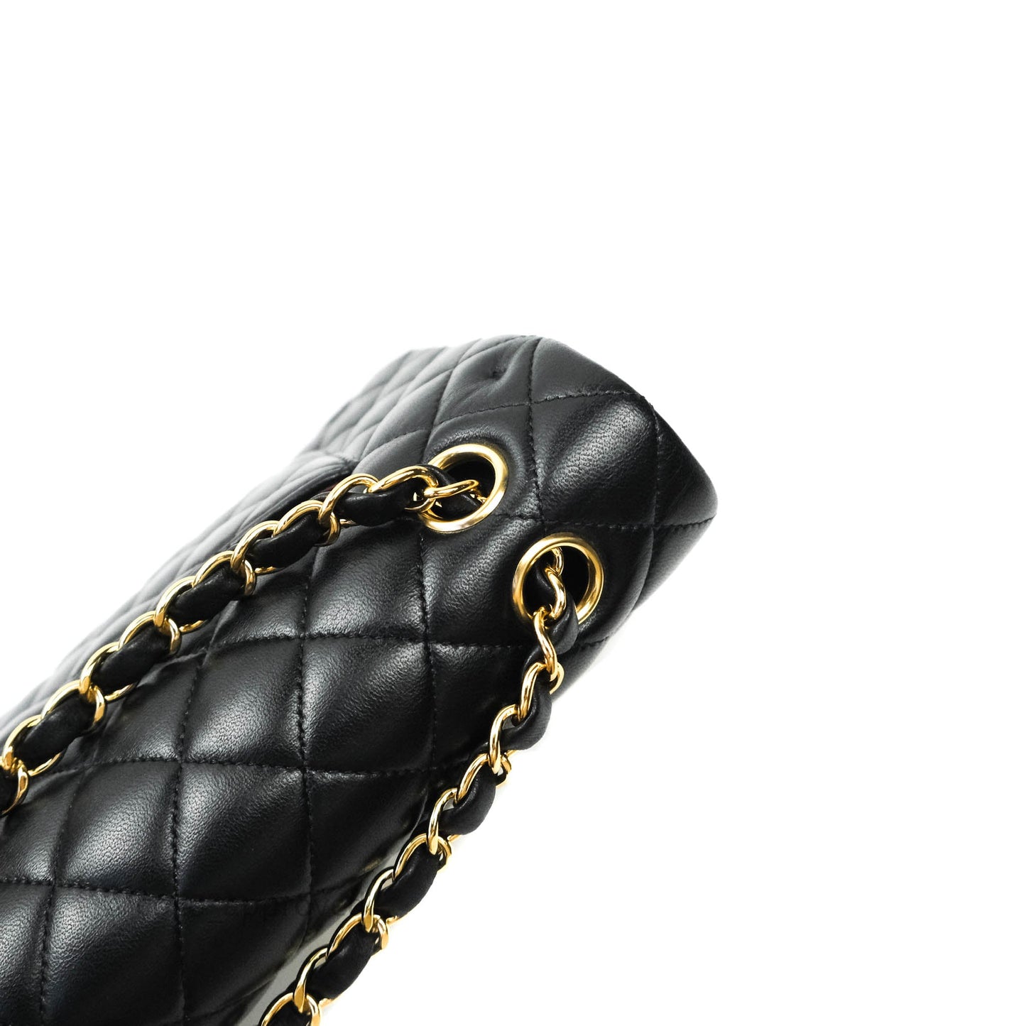 Chanel Classic M/L Medium Double Flap Black Lambskin Gold Hardware