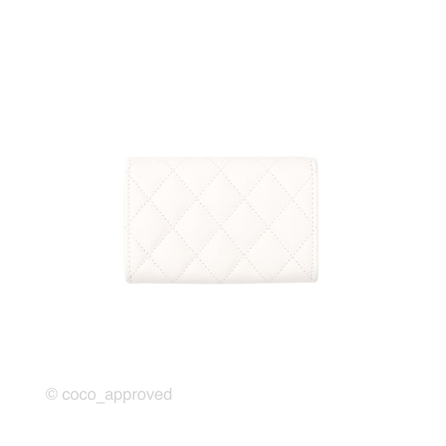 Chanel CC Resin Stone Flap Card Holder White Caviar