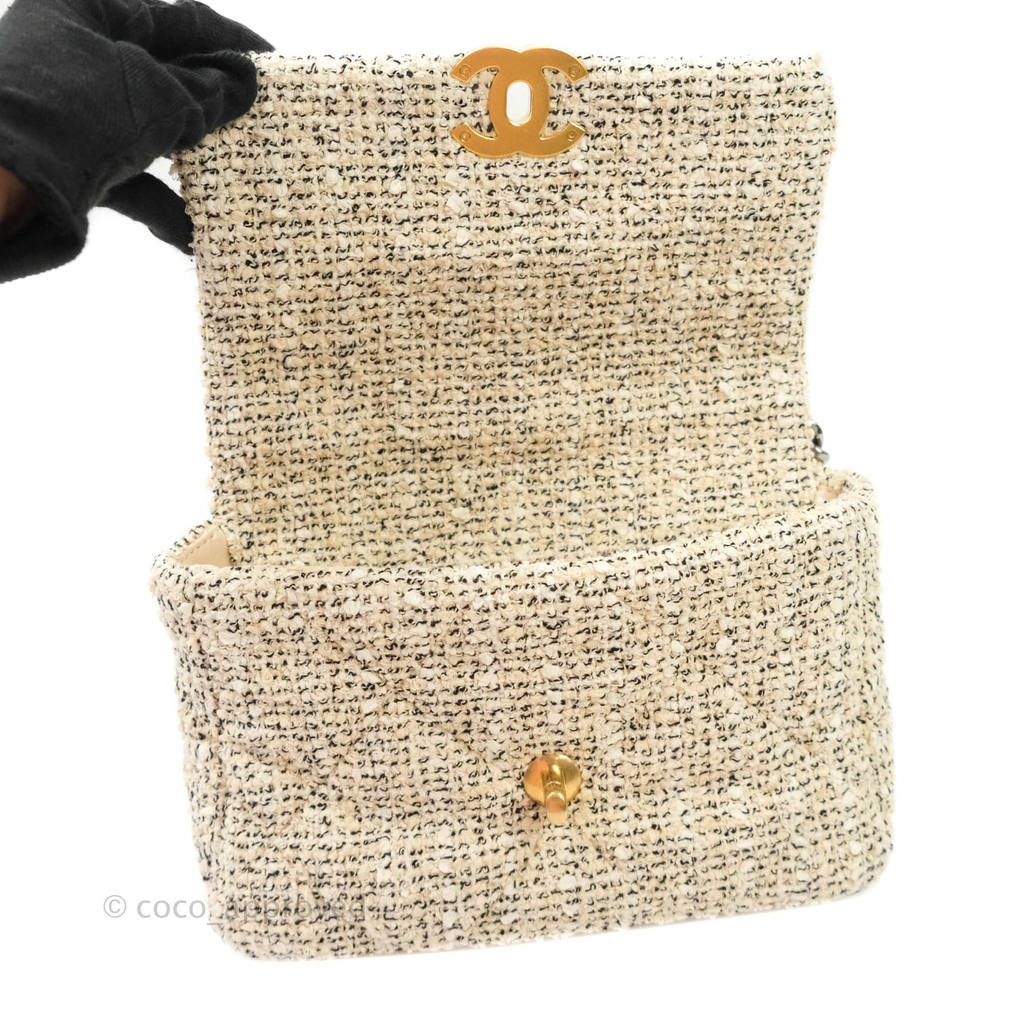 Chanel 19 Small Tweed Oreo Cream Mixed Hardware