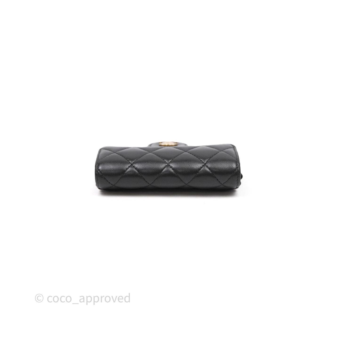 Chanel Quilted Flap Card Holder Black Lambskin Gold Hardware