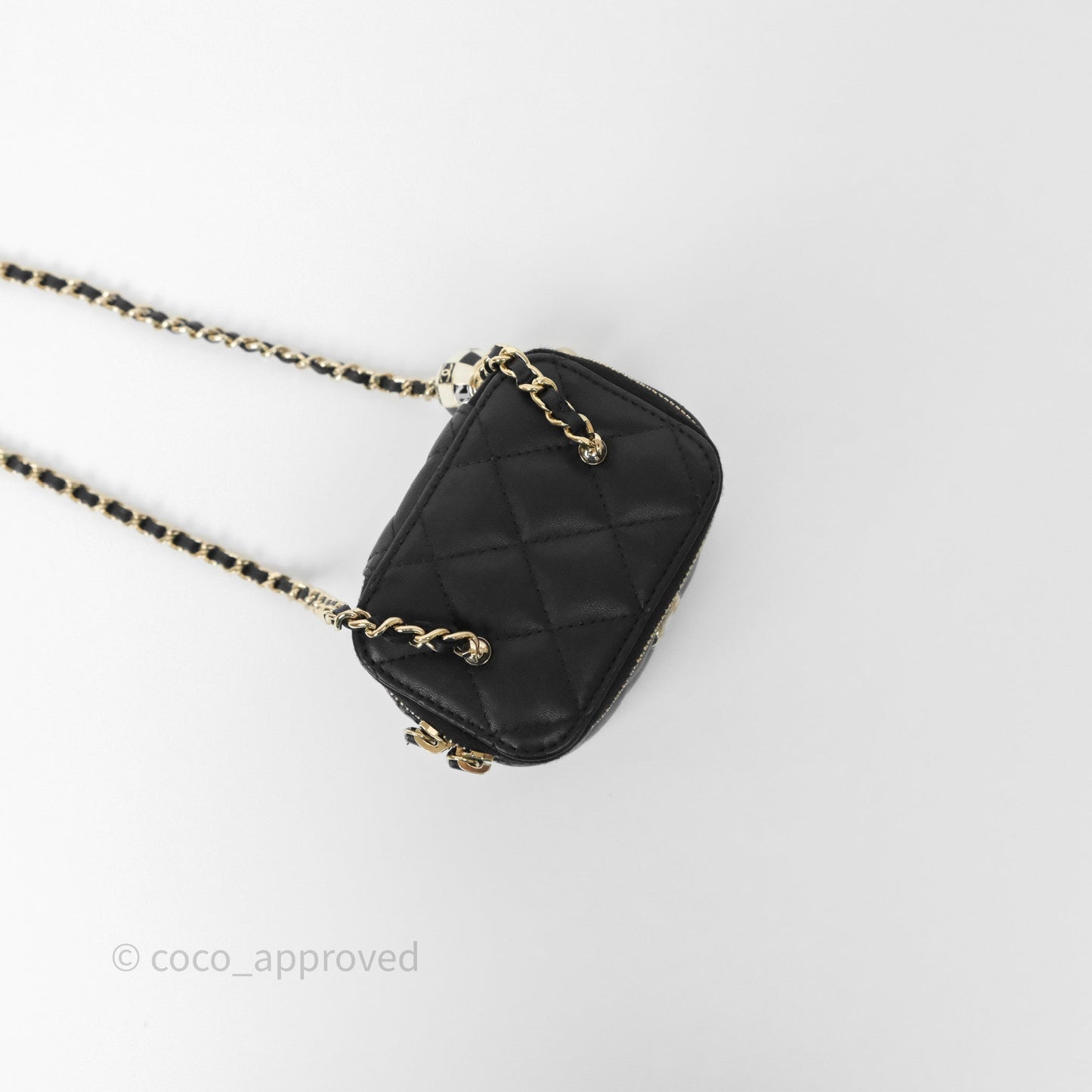Chanel Mini Ball Crush Vanity With Chain Black Lambskin Gold Hardware