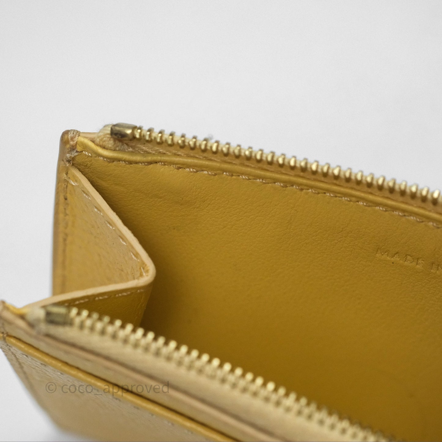 Celine Zipped Card Holder in Grained Calfskin Yellow