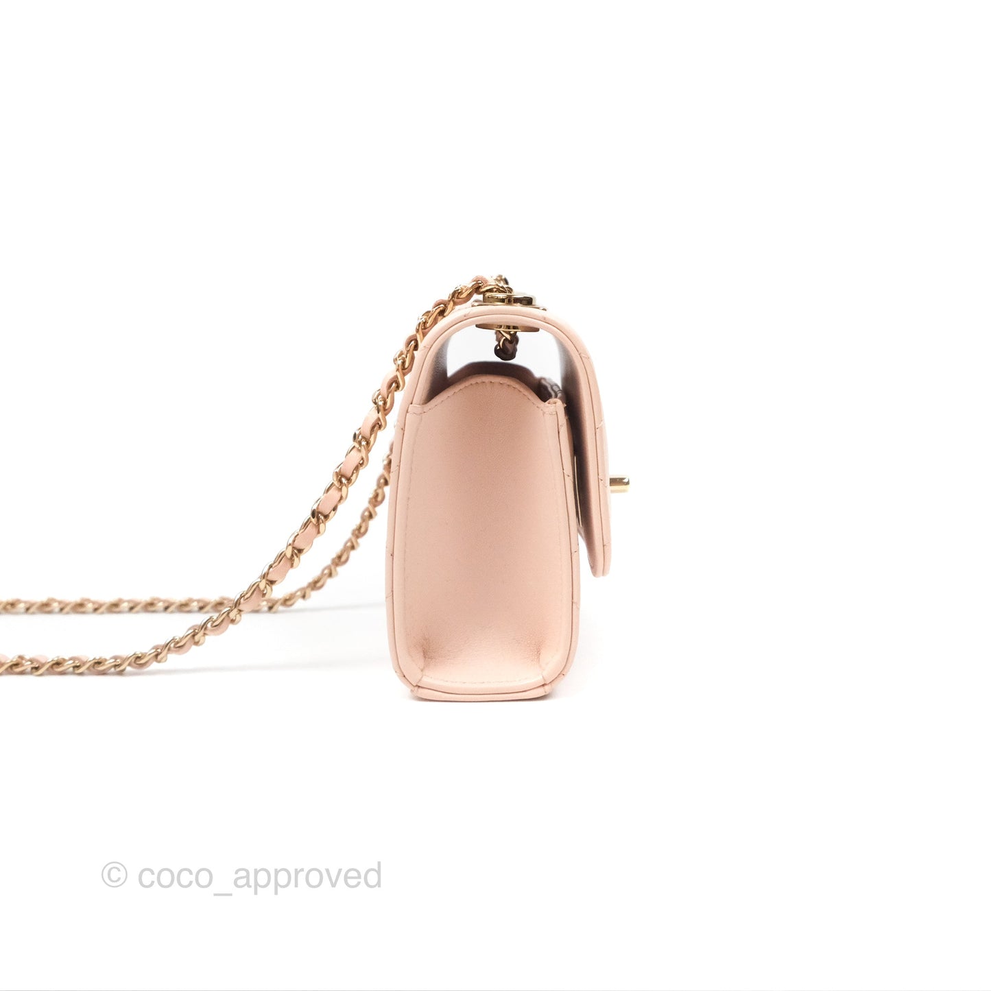Chanel Mini Quilted Trendy CC Clutch With Chain Light Pink Lambskin Gold Hardware