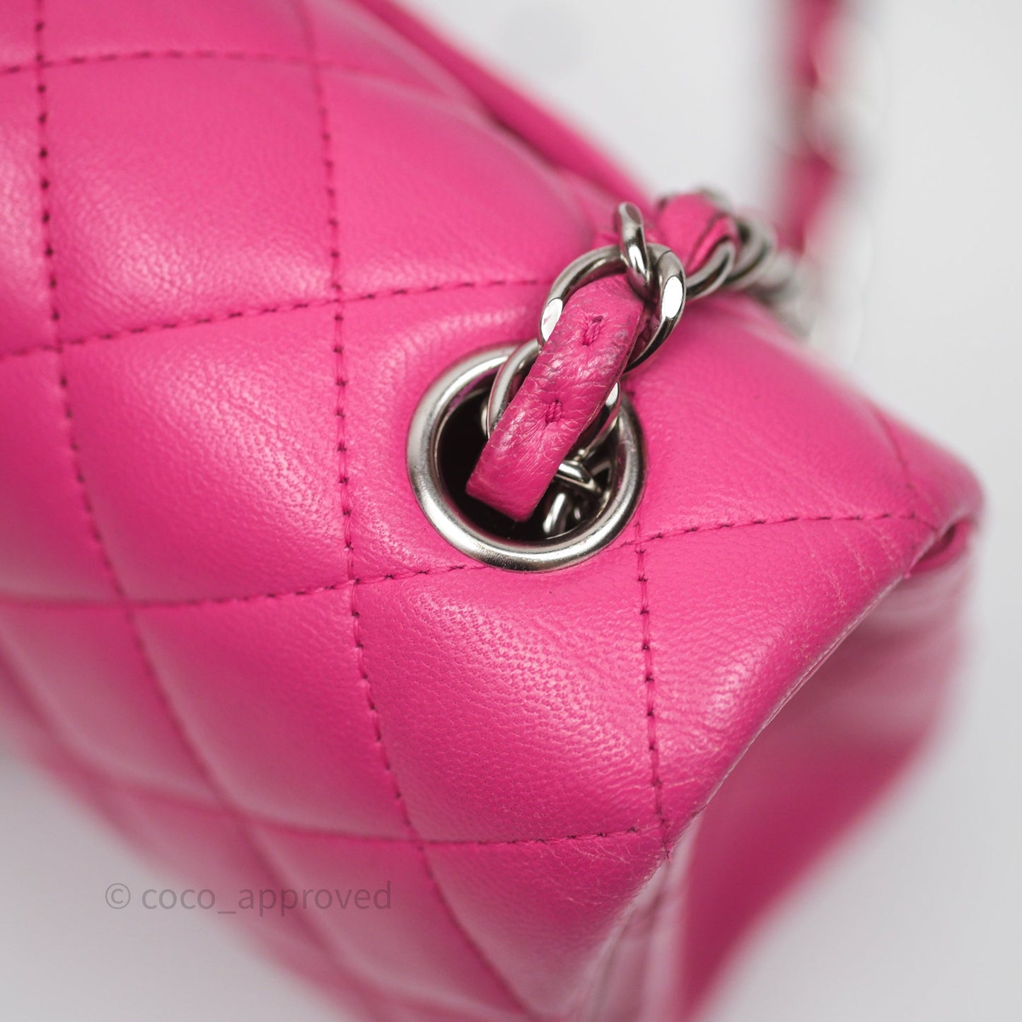 Chanel Mini Rectangular Quilted Dark Pink Lambskin Silver Hardware