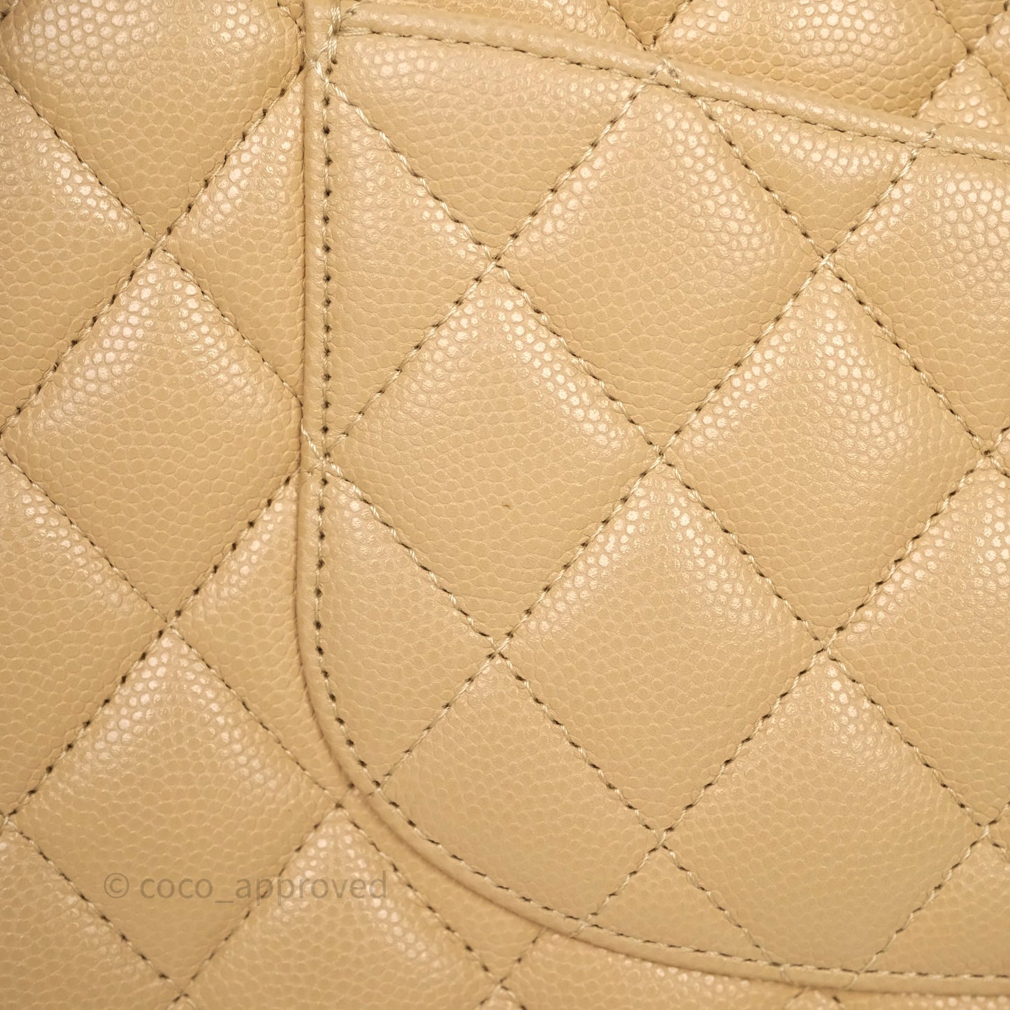 Chanel Classic M/L Medium Flap Quilted Beige Caviar Gold Hardware