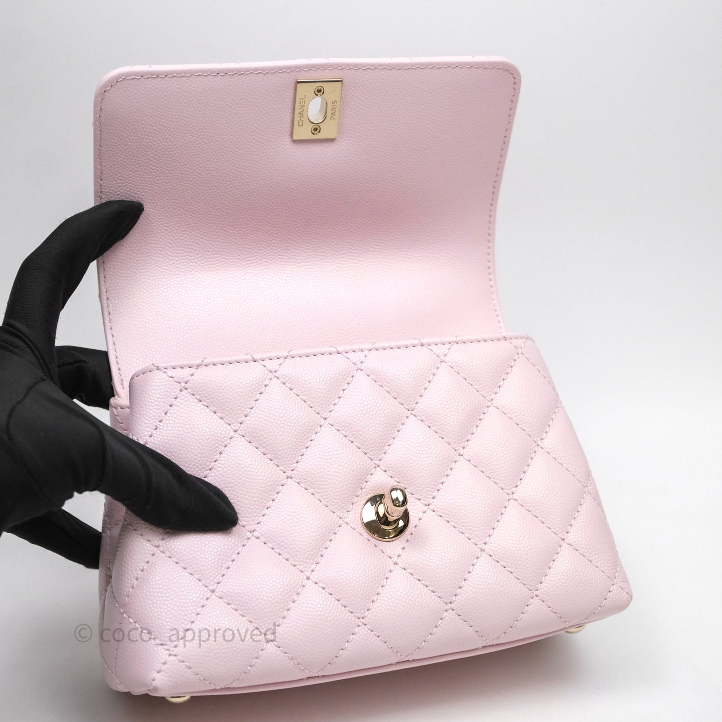 Chanel Mini Coco Handle Light Pink Caviar Gold Hardware