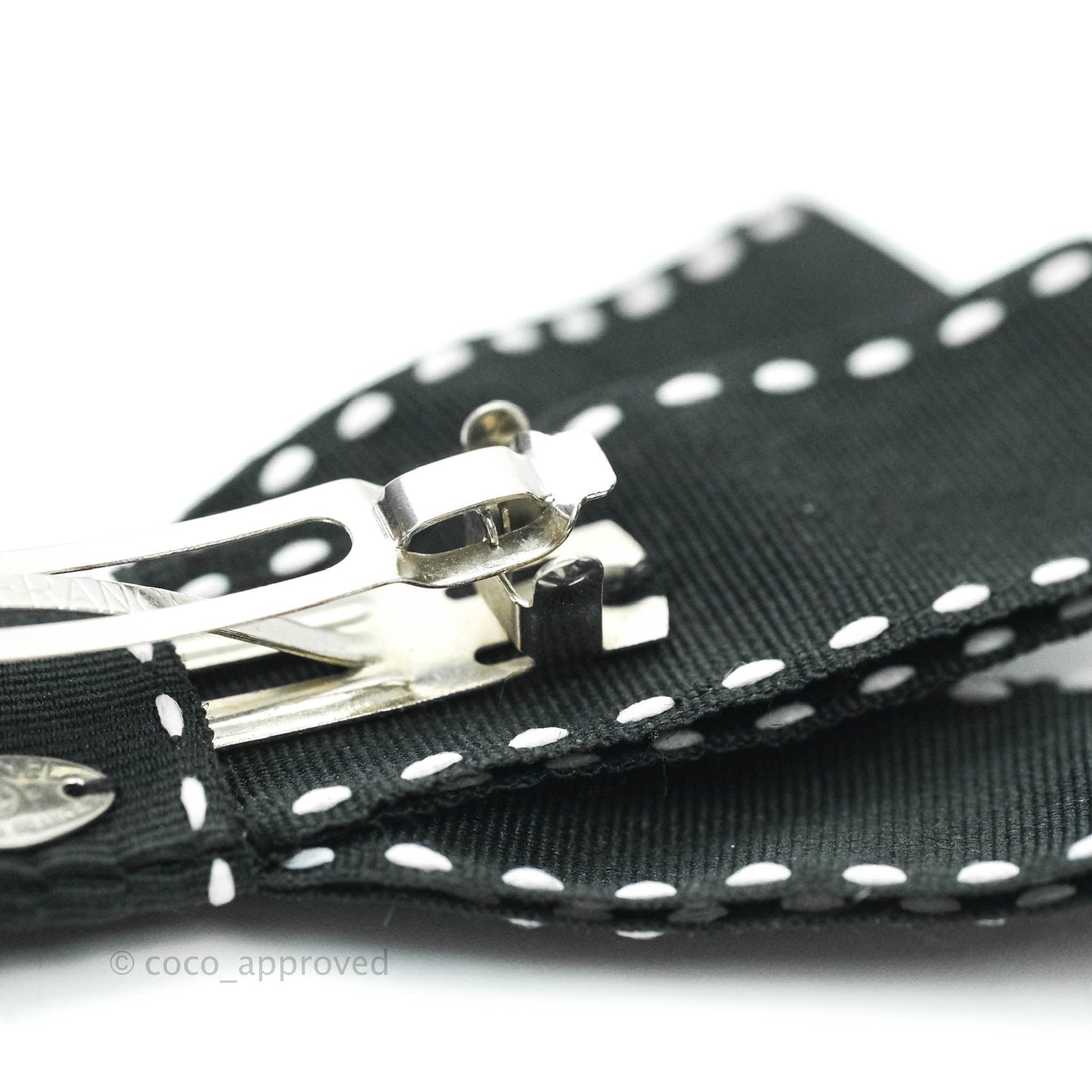 Chanel CC Ribbon Black Hair Barrette 17P