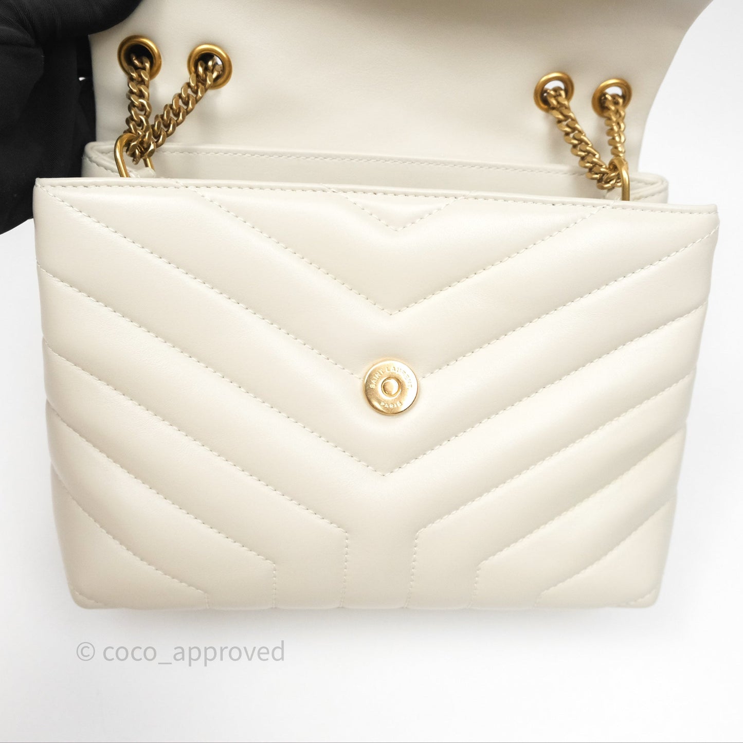 Saint Laurent Loulou Small Flap Bag Beige Calfskin Gold Hardware