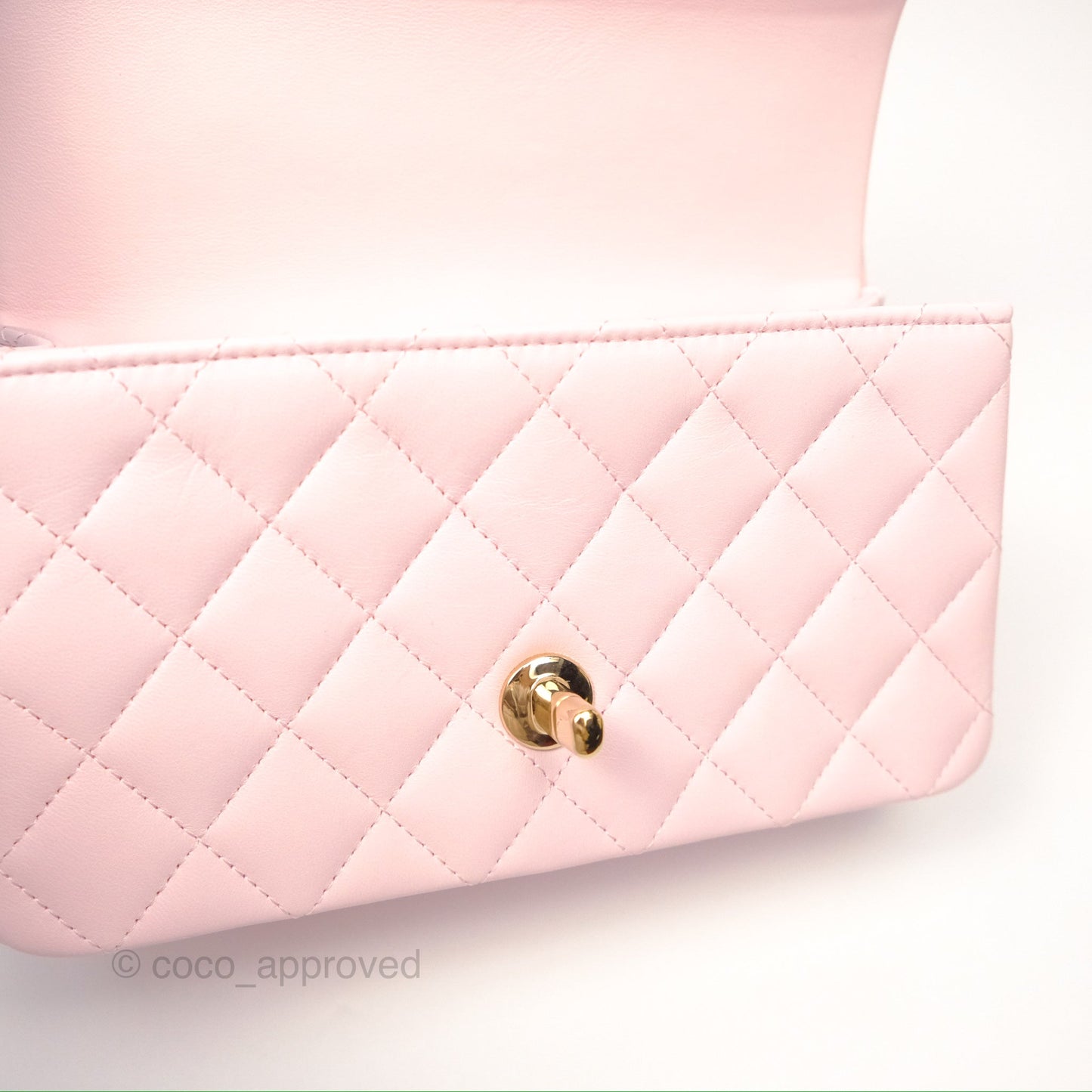 Chanel Top Handle Mini Rectangular Flap Bag Light Pink Lambskin Gold Hardware