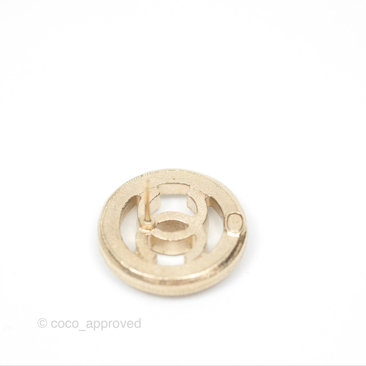 Chanel Pearl CC Round Earrings Gold Tone 17A