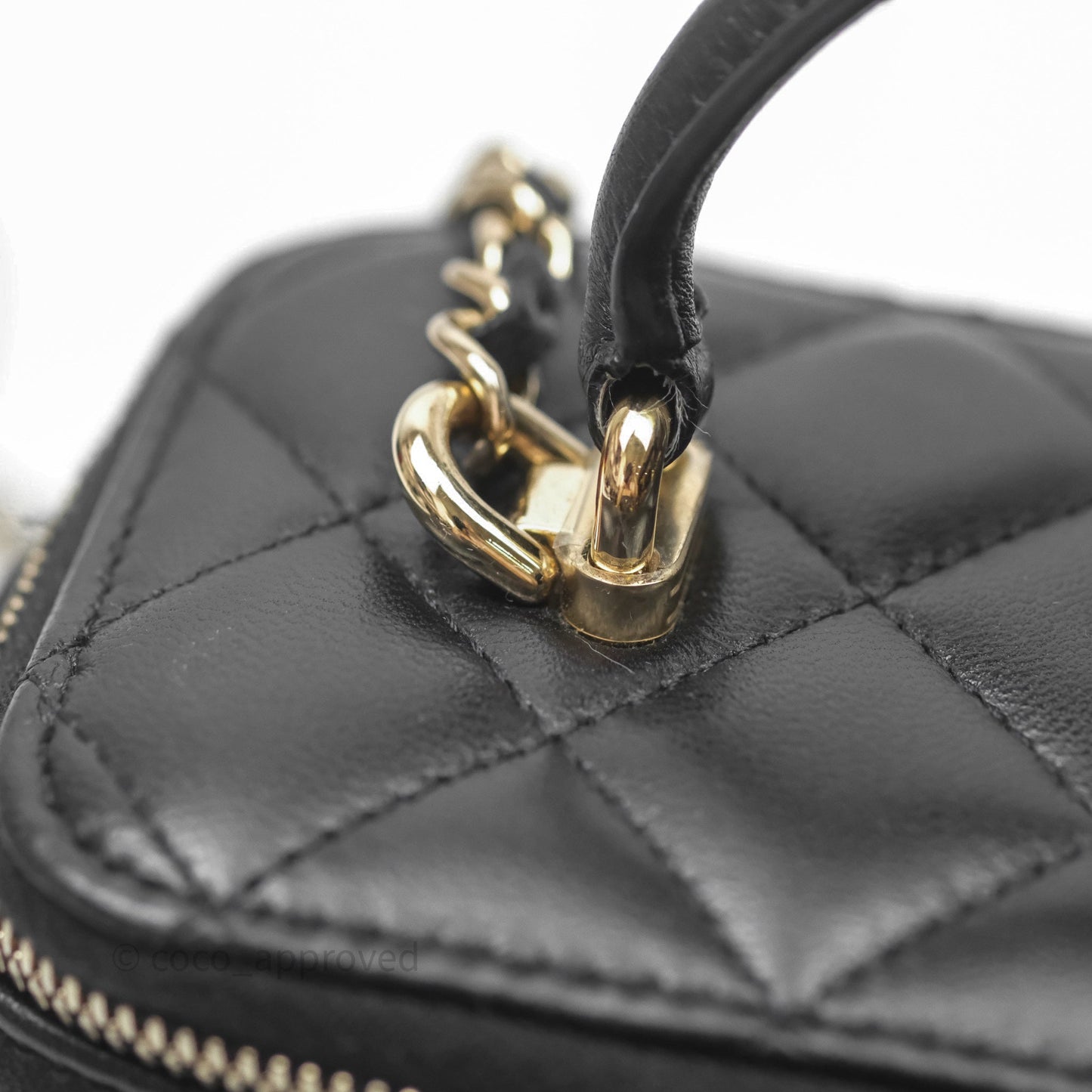 Chanel Vanity Rectangular Top Handle Black Lambskin Gold Hardware