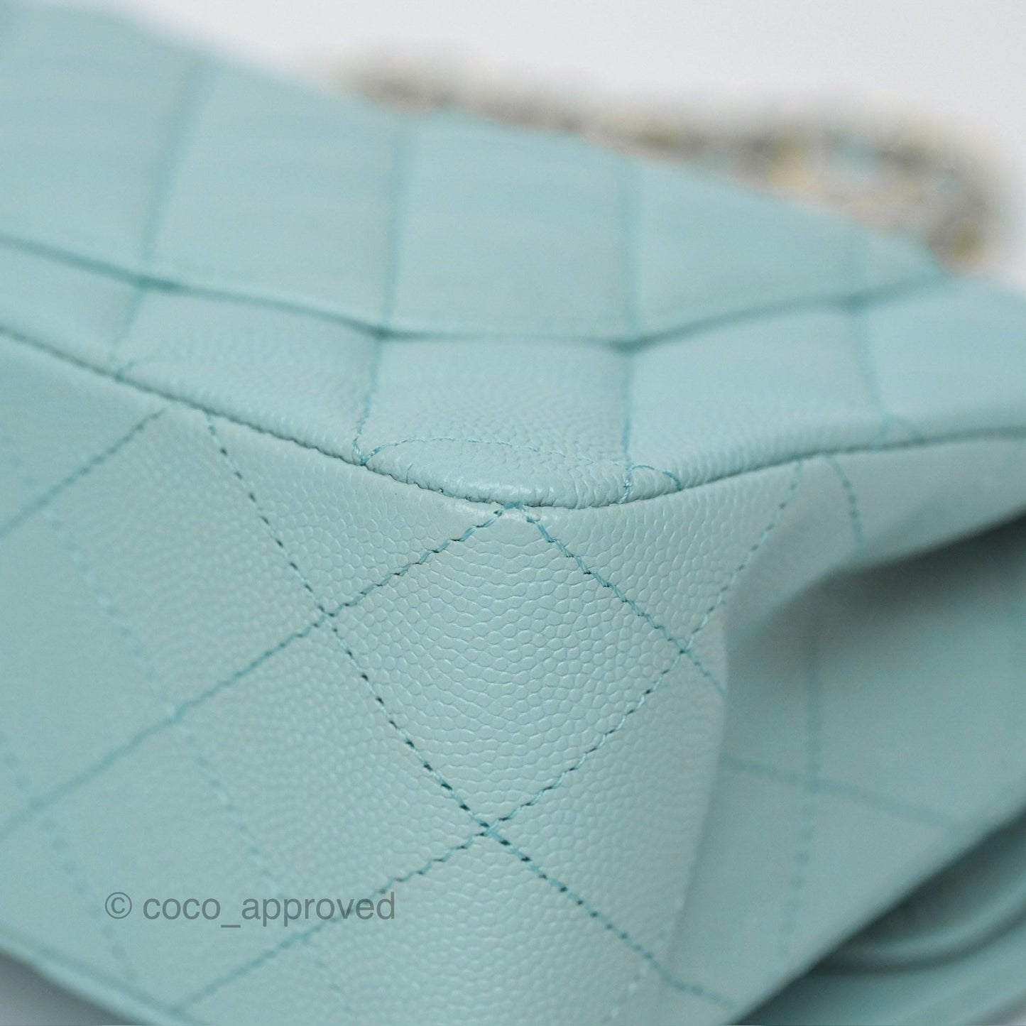 Chanel Small S/M Classic Flap Quilted Tiffany Blue Caviar Gold Hardware