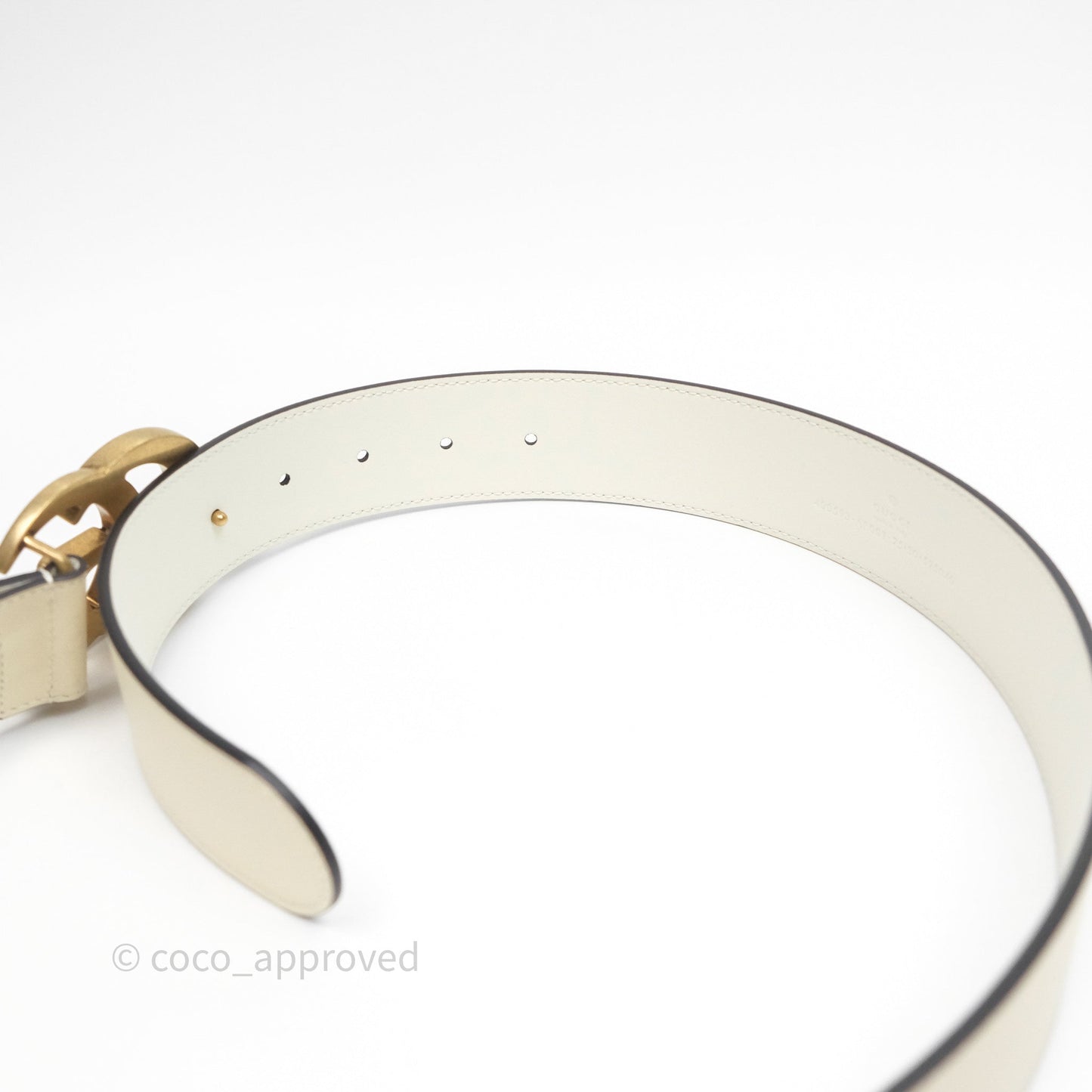 Gucci Double GG 20mm Belt 75 30 White Calfskin