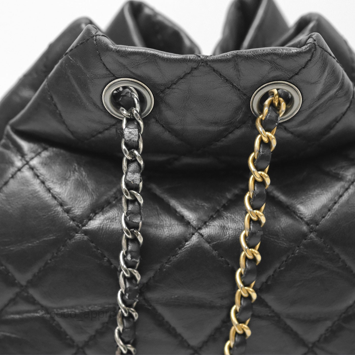 Chanel Small Gabrielle Backpack Quilted Black Aged Calfskin