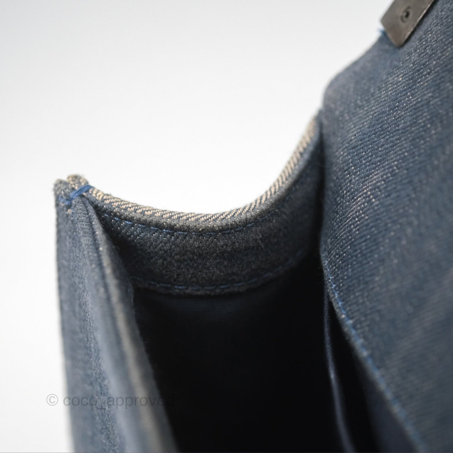 Chanel Medium Chevron Boy Washed Denim Ruthenium Hardware