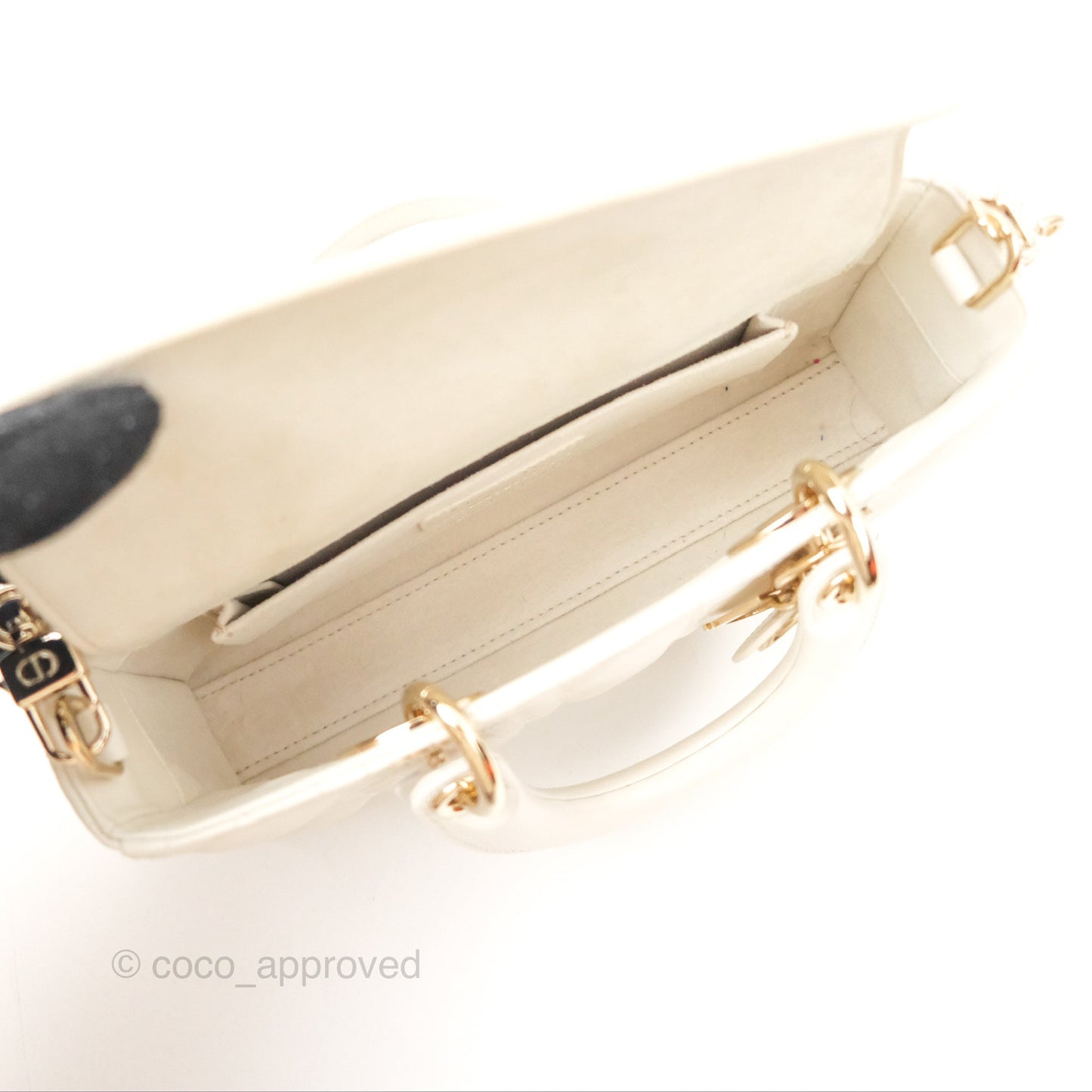 Dior Small Lady D-Joy Bag Ivory White Lambskin Cannage Gold Hardware