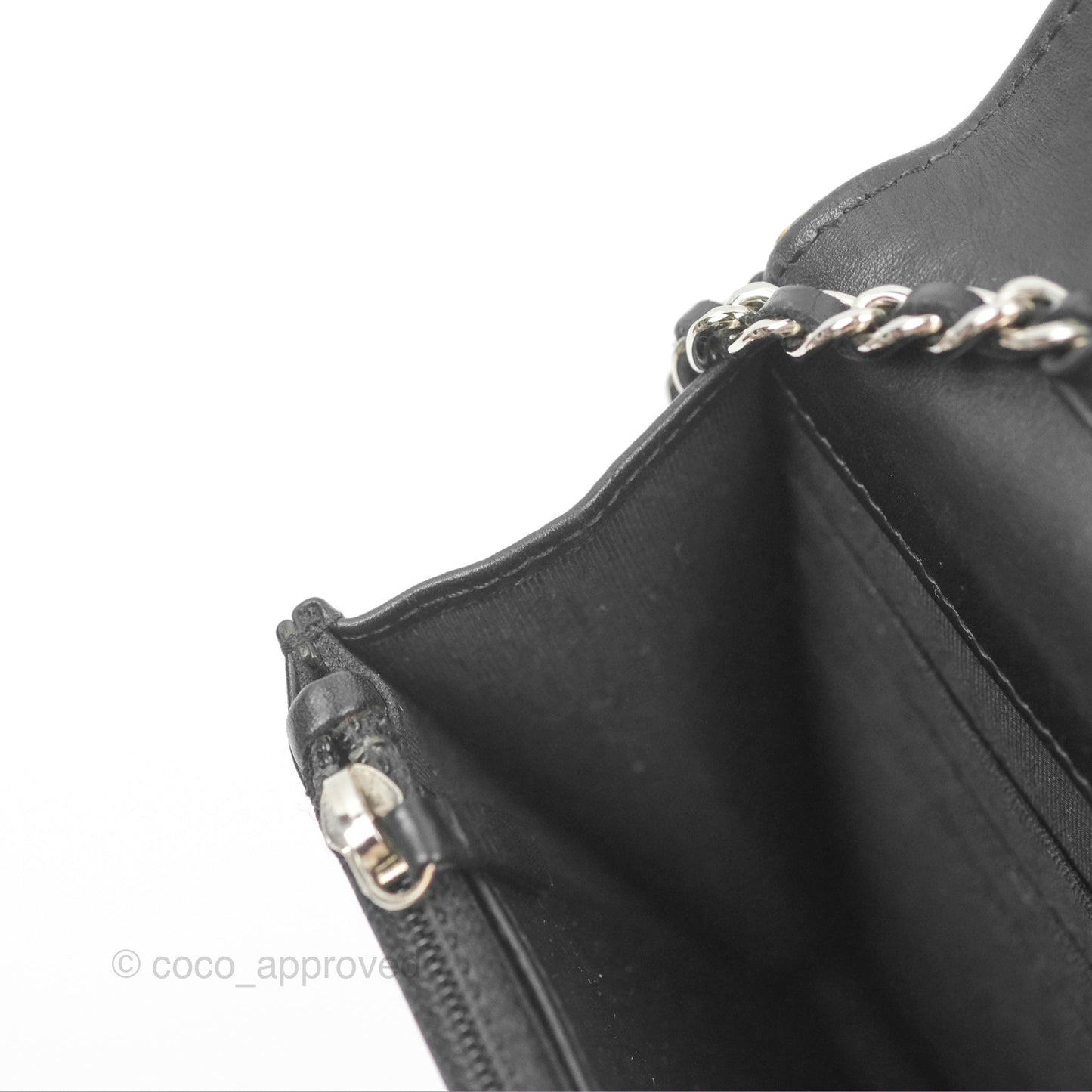 Chanel Wallet on Chain Yellow Black Striped Patent Silver Hardware