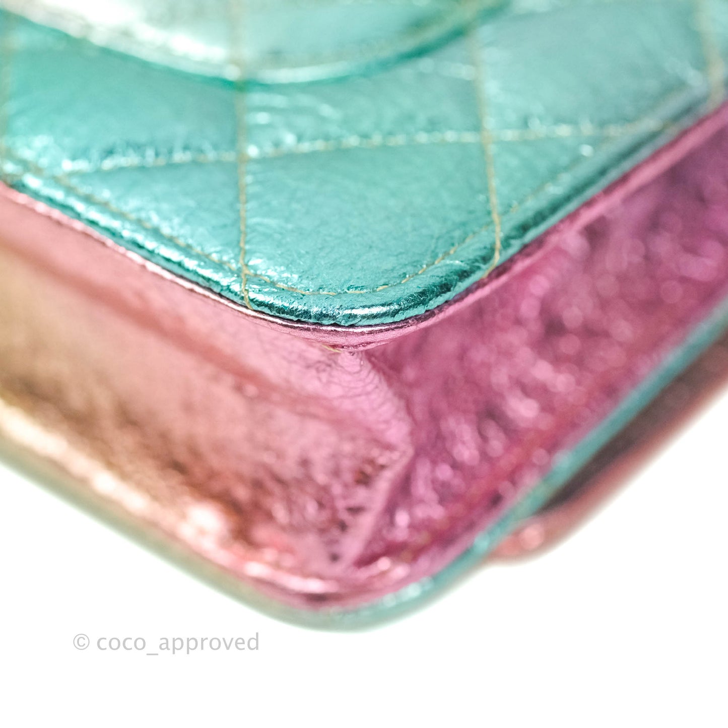 Chanel Quilted Reissue Wallet On Chain WOC Metallic Rainbow Aged Calfskin Gold Hardware