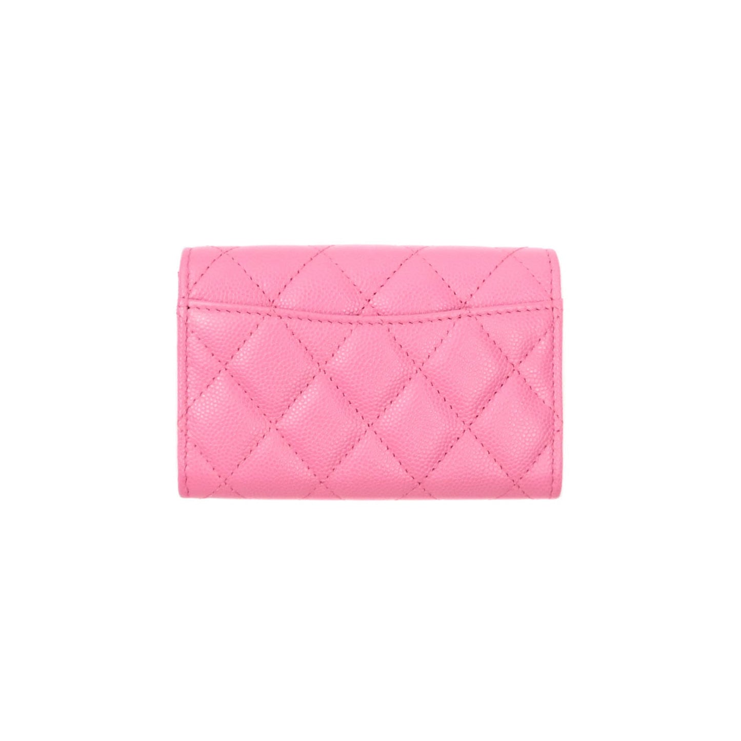Chanel Caviar Quilted Flap Card Holder Pink Gold Hardware