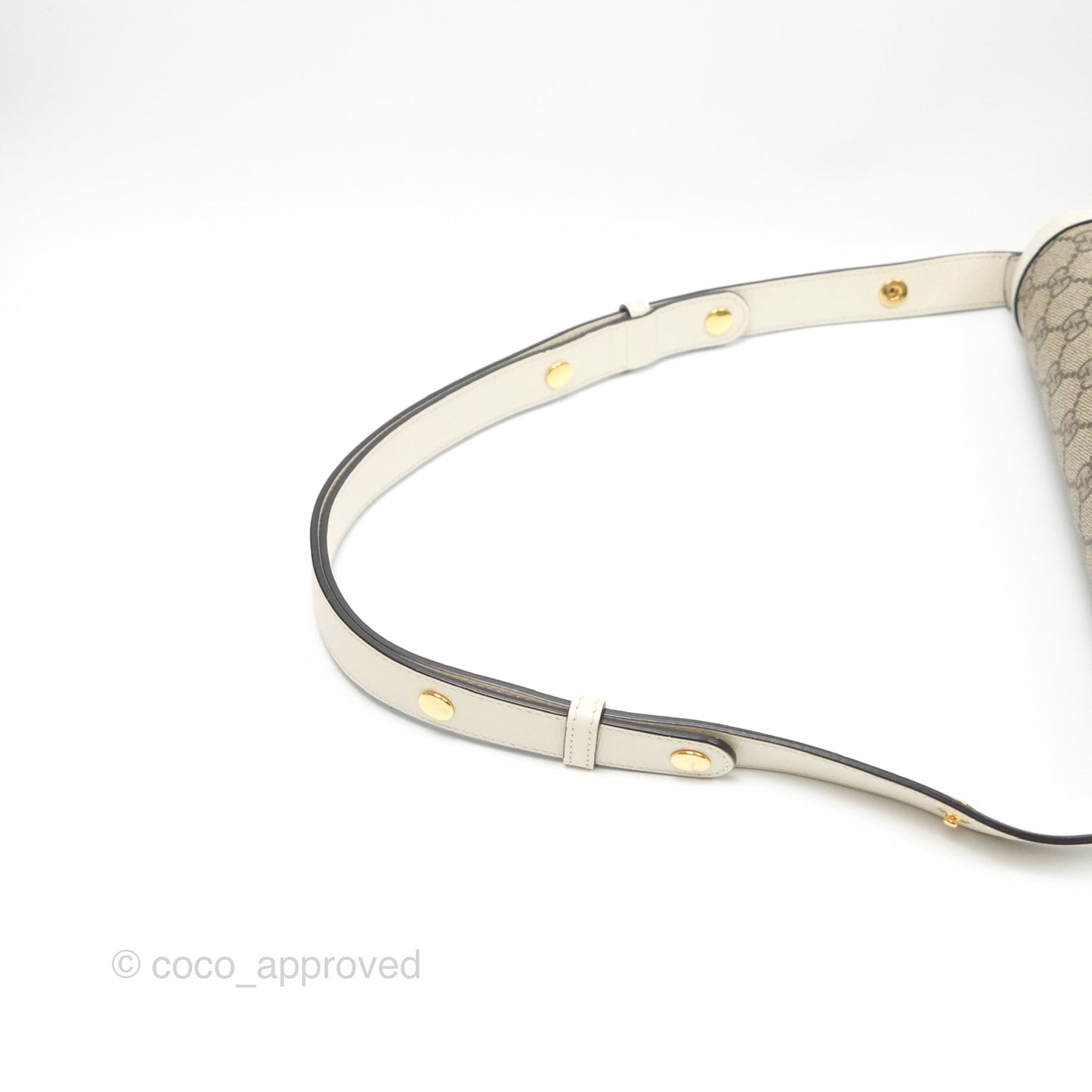 Gucci Horsebit 1955 GG Supreme Canvas White Shoulder Bag Gold Hardware