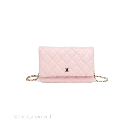 Chanel Classic Quilted Wallet on Chain WOC Light Pink Caviar Gold Hardware
