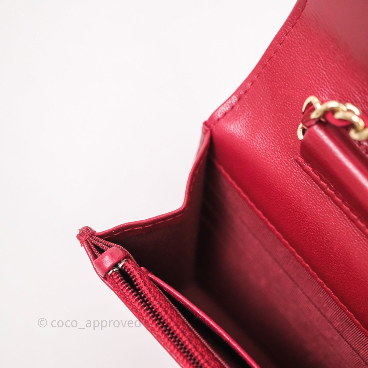 Chanel Wallet On Chain Red Calfskin Bag Gold hardware