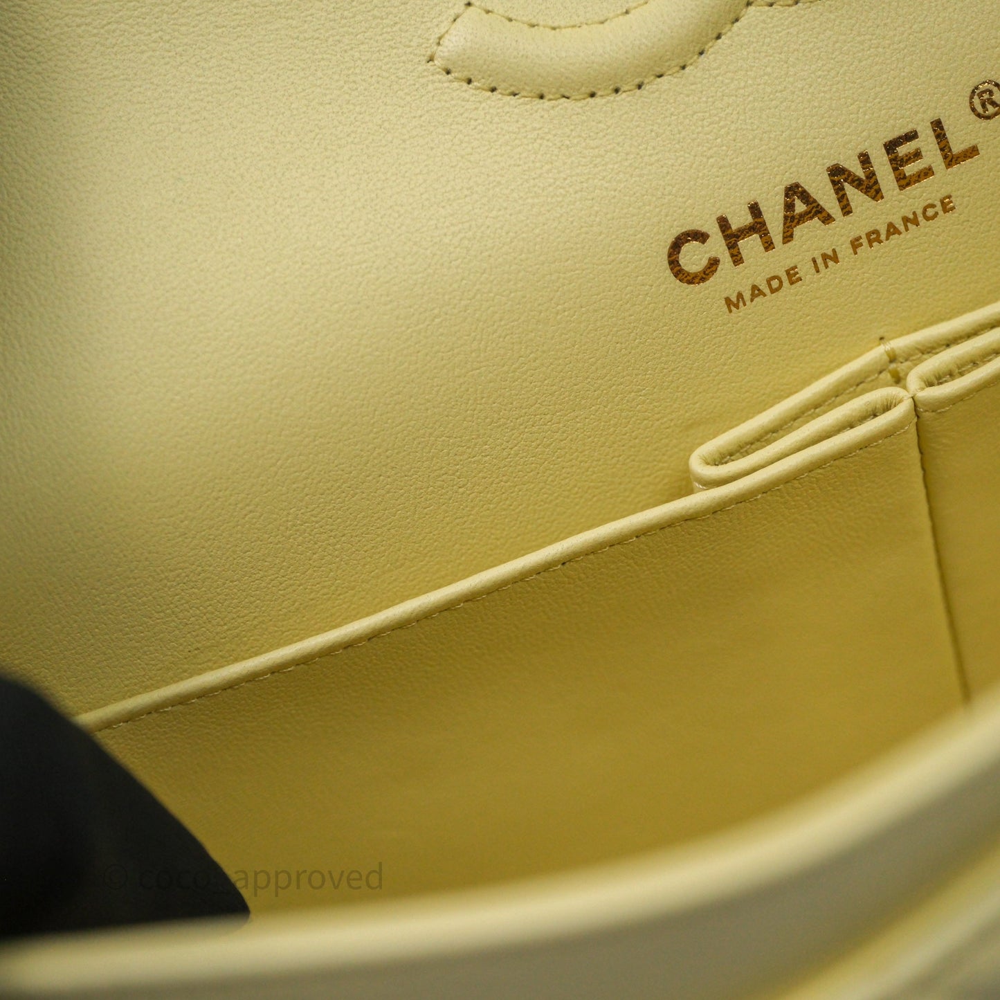 Chanel Small Classic Quilted Flap Yellow Caviar Gold Hardware