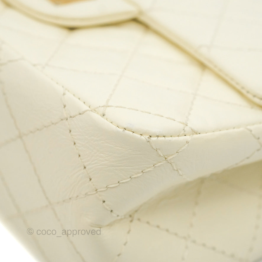 Chanel Mini Reissue 224 White Ivory Aged Calfskin Aged Gold Hardware
