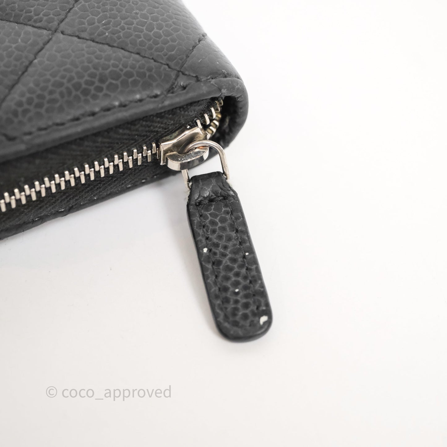Chanel Classic Zipped Coin Purse Black Caviar Silver Hardware