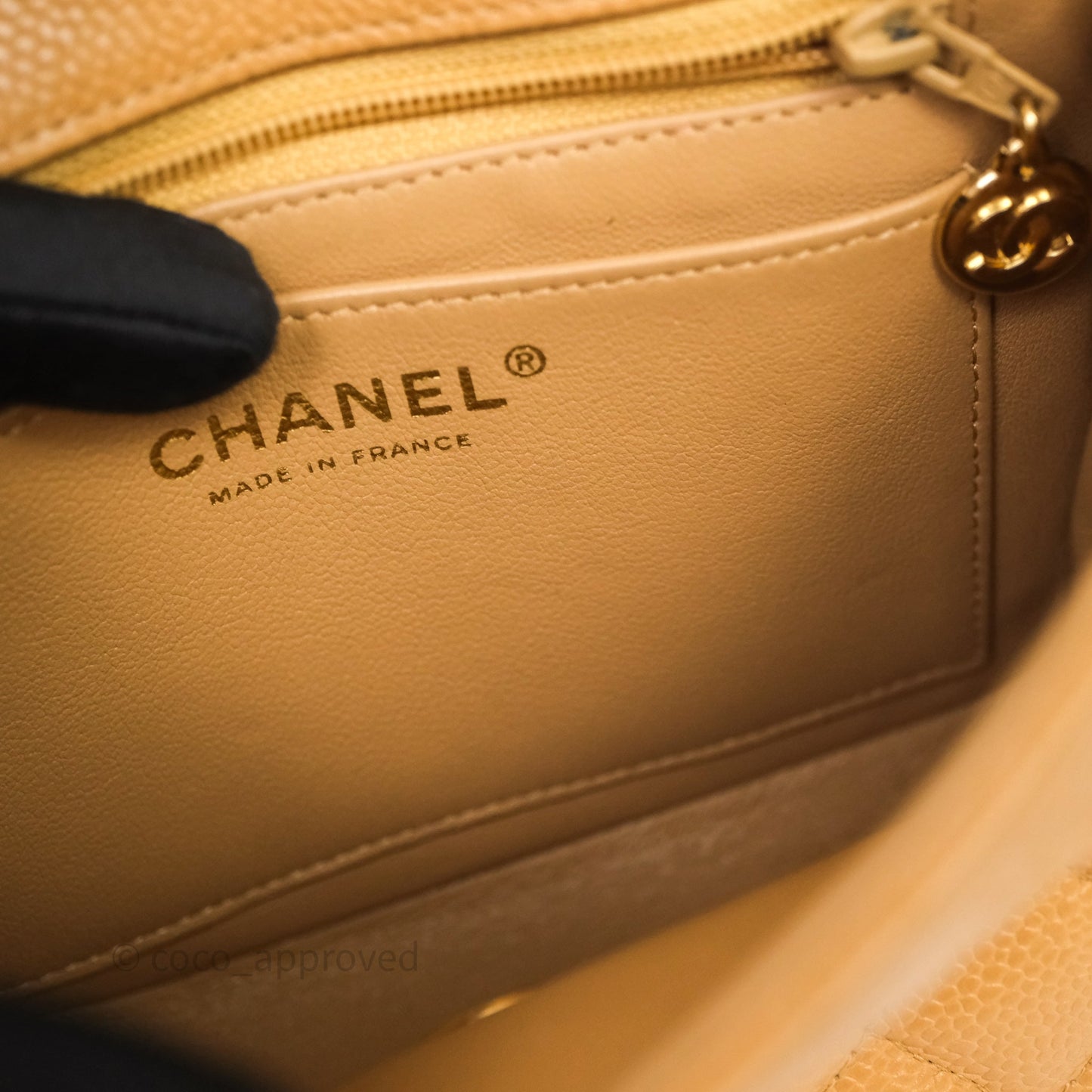 Chanel Vintage Mini Square Beige Caviar Gold Hardware